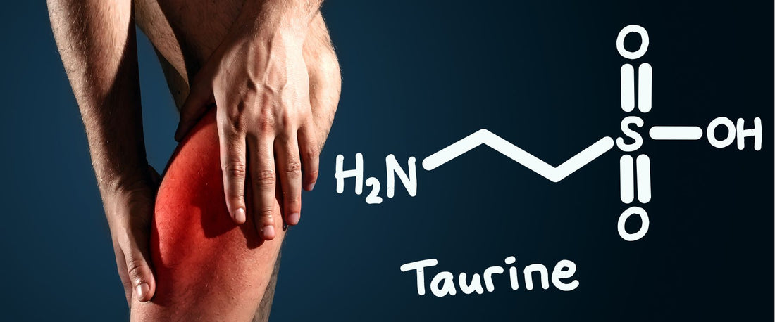 molecular structure of taurine next to a sore leg